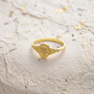 Gold Dragonfly Ring, Dainty Oval Signet Ring, 925 Sterling Silver Nature Inspired Jewelry, Minimalist Insect Ring, Statement Gift for Her
