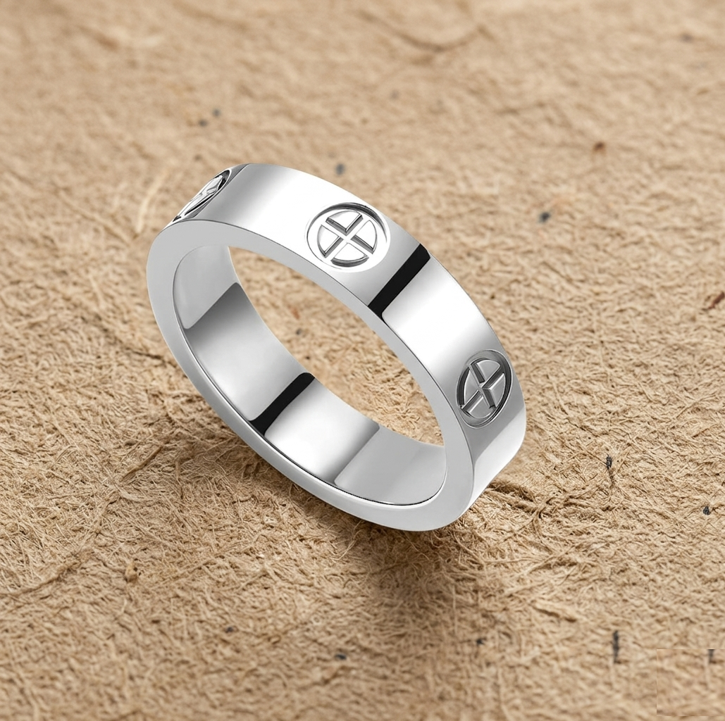 925 Sterling Silver Geometric Band Ring, Minimalist Cross Circle Engraved Ring Men Women, Dainty Silver Stacking Ring, Unique Promise Gift - Image 5