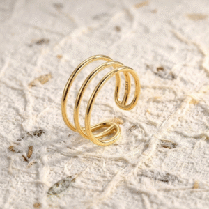 Minimalist Triple Band Ring Over Sterling Silver • Adjustable Multi Layer Open Ring • Statement Stacking Ring • Dainty Jewelry Gift for Her