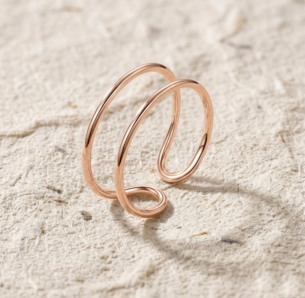 Minimalist Double Band Adjustable Ring | Dainty Open Wrap Ring for Women | Modern Geometric Stacking Ring | Everyday Jewelry Gift - Image 3