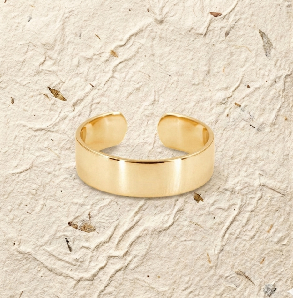 Adjustable Band Ring, Minimalist Cuff Ring for Women, Thick Plain Stacking Ring, Open Wrap Ring, Handmade Jewelry Gift