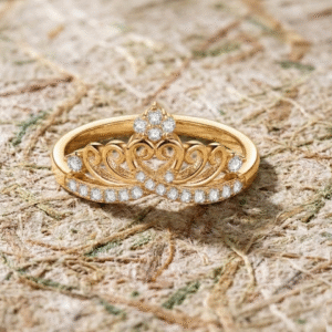 Crown Ring Sterling Silver, Tiara Engagement Ring for Women, Dainty Princess Ring, Filigree Heart Anniversary Gift, Queen Promise Ring