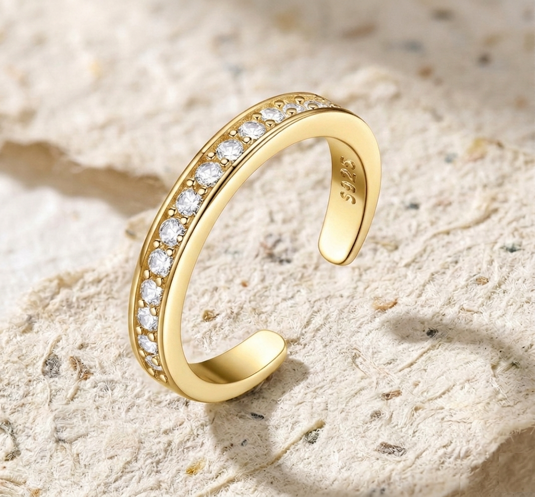 925 Sterling Silver Ring for Women, Hypoallergenic Adjustable Open Band, Minimalist Dainty Summer Jewelry, Nature Inspired Gift