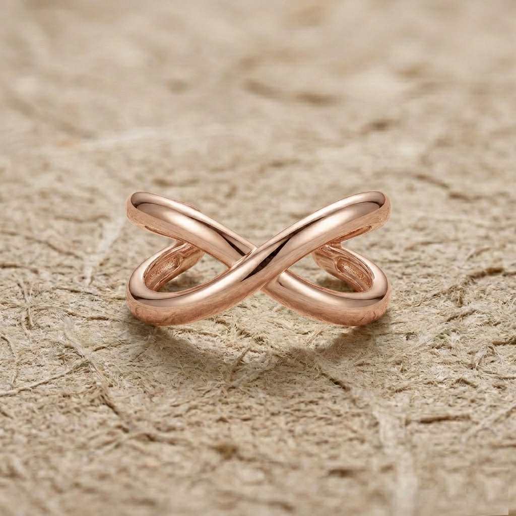 Minimalist Infinity Cross Ring - Solid 925 Sterling Silver Band - Dainty Geometric Stacking Ring - Handmade Jewelry for Her - Image 5