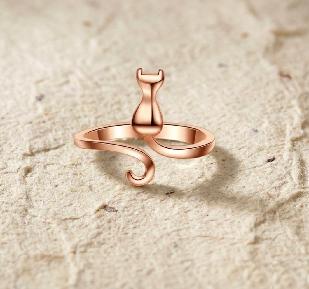 Cat Ring for Women, Adjustable Minimalist Kitten Ring, Dainty Pet Lover Jewelry, Wrap Ring, Unique Gift for Her - Image 3