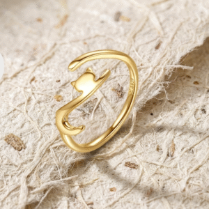 Minimalist Cat Ring in 925 Sterling Silver, Dainty Kitten Wrap Ring, Modern Animal Jewelry for Her, Adjustable Ring, Simple Pet Lover Gift