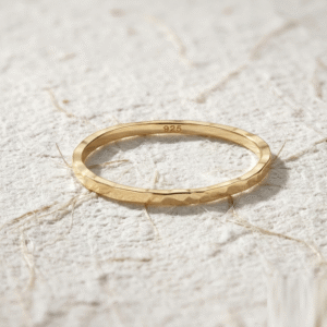 Hammered Ring for Women, Dainty Stacking Ring, Minimalist Thin Gold Band, Handmade Textured Jewelry, Simple Promise Ring, Gift for Her