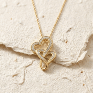 Double Heart Necklace for Women, 925 Sterling Silver Interlocking Heart Pendant, Dainty Diamond Heart Jewelry, Anniversary Gift for Her