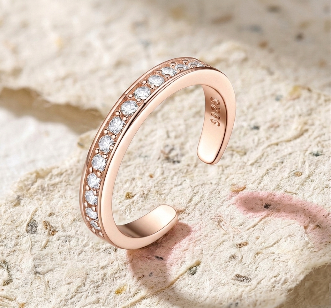 925 Sterling Silver Ring for Women, Hypoallergenic Adjustable Open Band, Minimalist Dainty Summer Jewelry, Nature Inspired Gift - Image 2