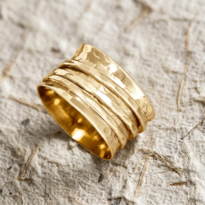 Handmade Spinner Ring for Women, Hammered Fidget Ring, Wide Band Meditation Ring, Chunky Statement Jewelry, Boho Anxiety Ring