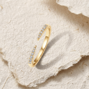 Wrap Ring Women, Cubic Zirconia Pave Open Band, Minimalist Dainty Ring, Adjustable Statement Ring, Delicate Stackable Ring
