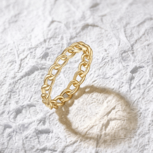 Chain Link Ring for Women, Dainty Curb Link Eternity Band, Minimalist Stackable Ring, Jewelry Gift for Her, Statement Ring