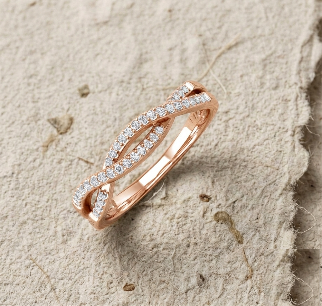 Infinity Pave Cubic Zirconia Ring, 925 Sterling Silver Twisted Band, Criss Cross Eternity Ring, Dainty Wedding Band, Minimalist Gift for Her - Image 3