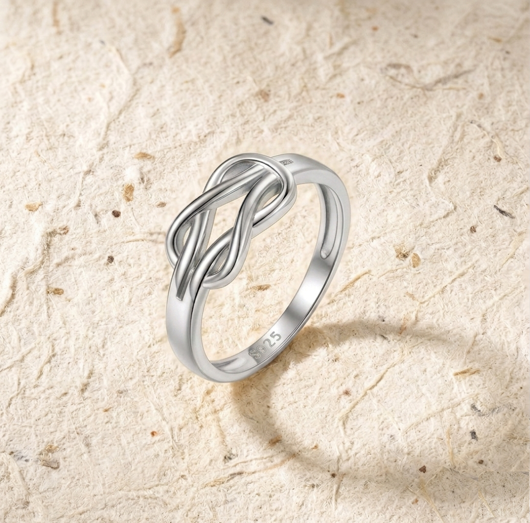 Rose Knot Ring, 925 Sterling Silver Love Knot Band, Minimalist Jewelry for Her, Dainty Promise Ring, Friendship Gift, Stackable Knot Ring - Image 3