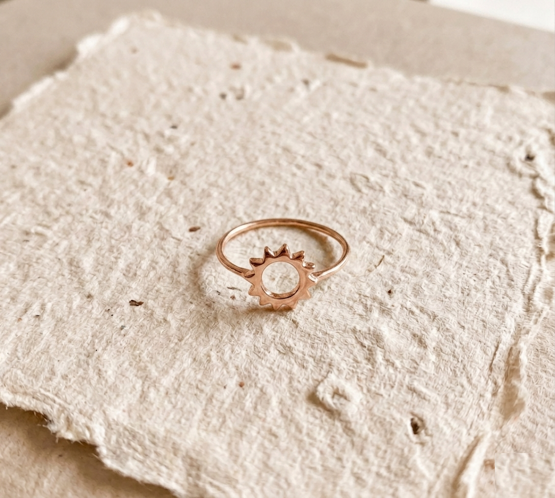 Minimalist Sun Ring in 925 Sterling Silver, Dainty Sunburst Band, Celestial Jewelry for Women, Tiny Open Sun Ring, Solstice Gift, Sun Ring - Image 4