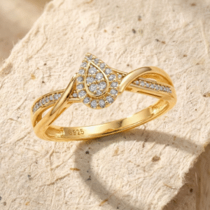 Pear Cut Cubic Zirconia Promise Ring for Her, 925 Sterling Silver Infinity Twist Band, Dainty Teardrop Engagement Ring, Minimalist Jewelry