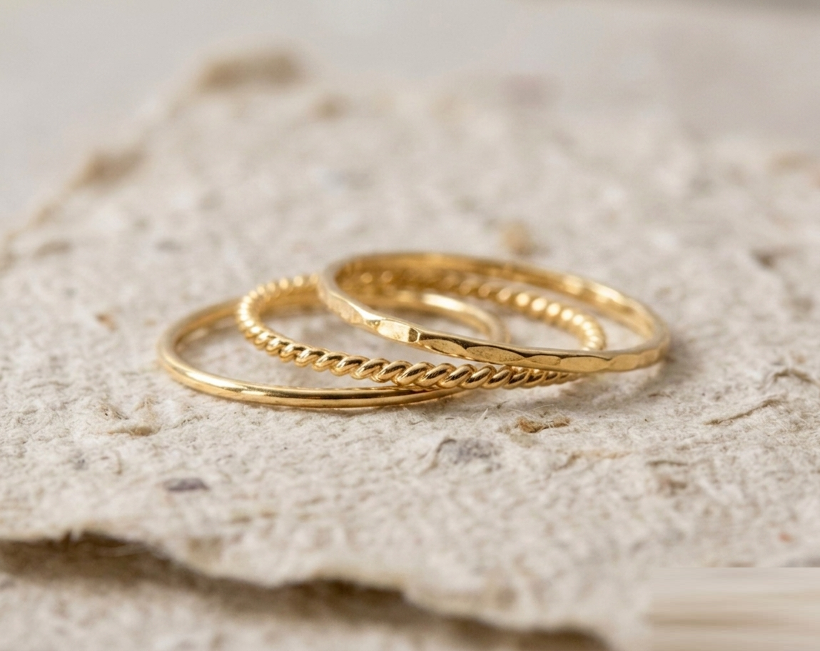 925 Sterling Silver Stacking Rings Set, Minimalist Silver Band Ring, Dainty Twisted Rope Ring, Hammered Silver Ring, Delicate Jewelry Gift