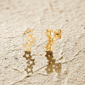 Star Climber Earrings, Dainty Minimalist Ear Crawlers, Triple Star Studs, Celestial Jewelry Gift for Her, Tiny Multiple Star Earrings