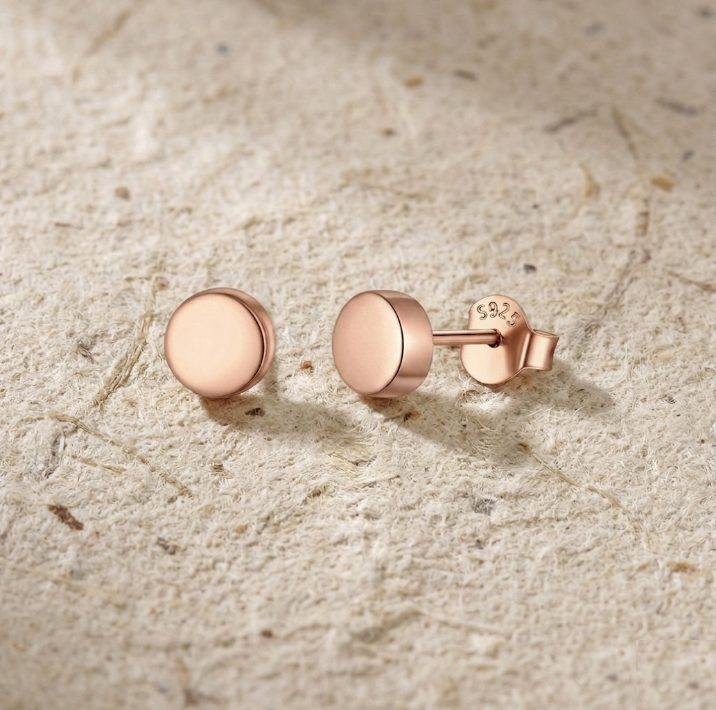 Dainty Disc Earrings, Minimalist Round Studs in 925 Sterling Silver, Tiny Circle Earrings, Everyday Jewelry Gift for Her - Image 2