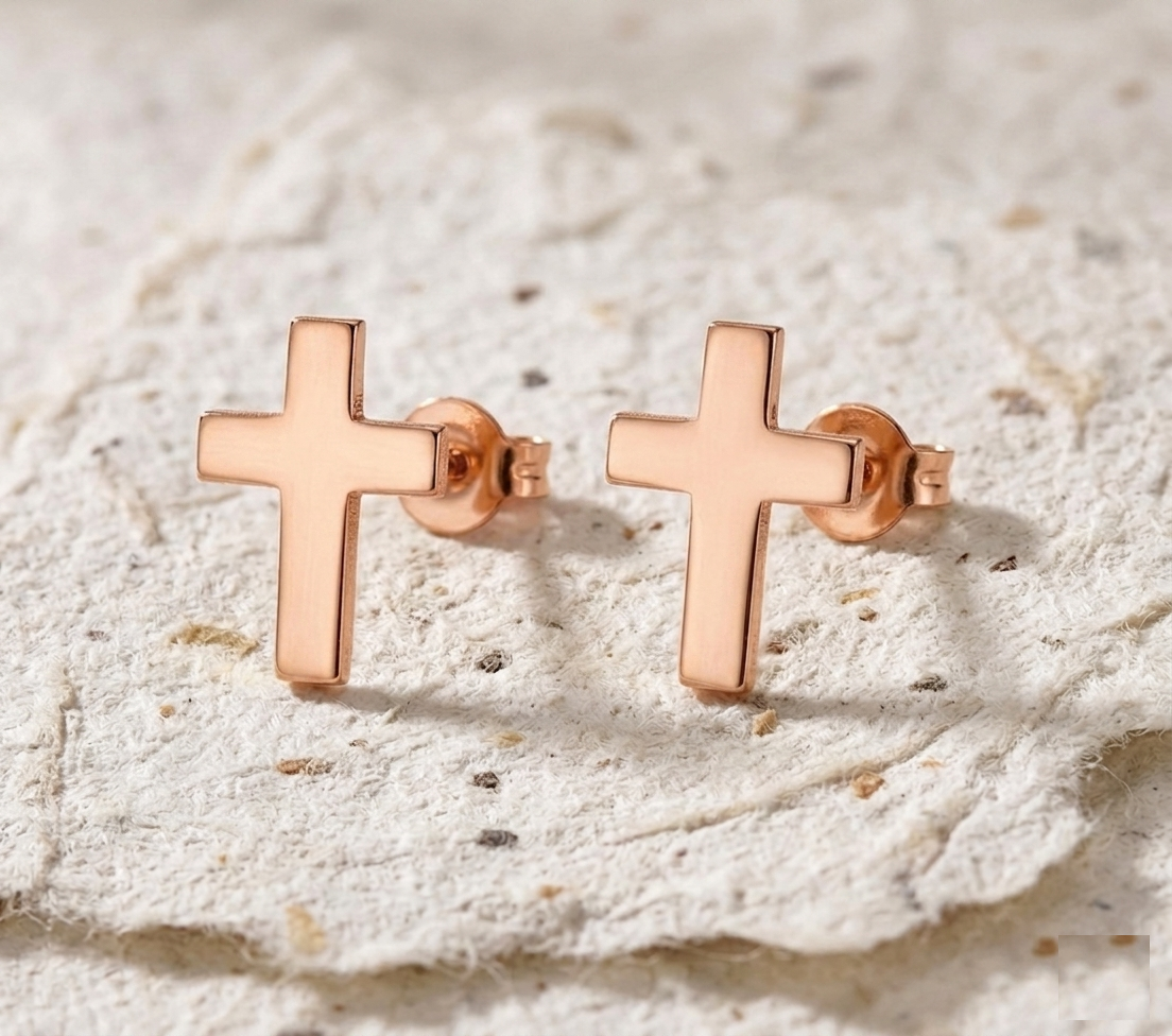 Tiny Cross Stud Earrings in 925 Sterling Silver, Minimalist Religious Jewelry for Women, Dainty Small Cross Posts, Gift for Her - Image 2