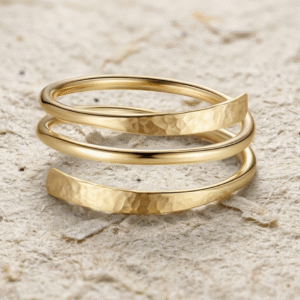 Hammered Wrap Ring for Women, Adjustable Spiral Ring, Minimalist Stacked Band, Recycled Gold Jewelry, Unique Gift for Her