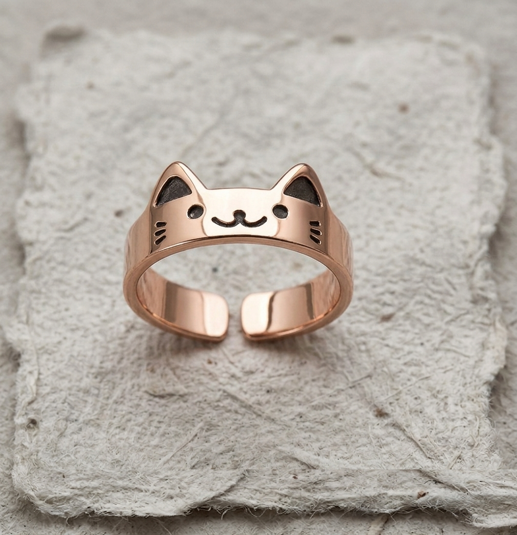 Cat Ring, 925 Sterling Silver Animal Wrap Ring, Adjustable Kitten Jewelry, Minimalist Pet Lover Gift, Dainty Cat Ears Ring - Image 5