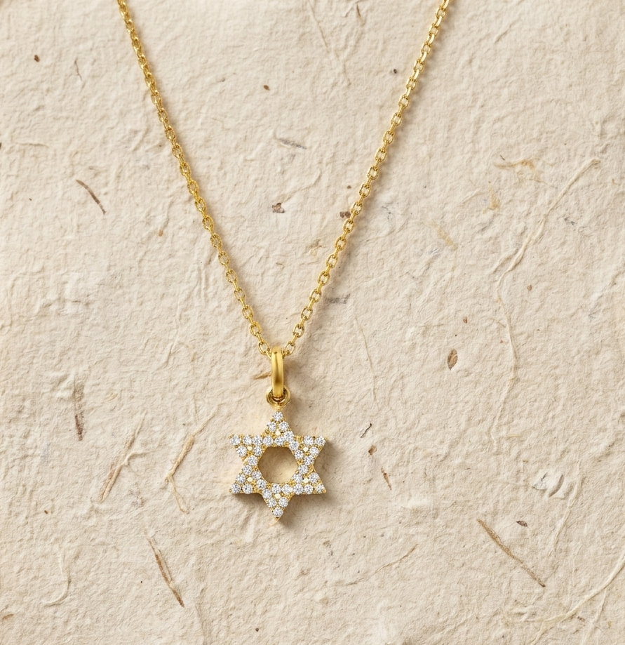 Dainty Star Necklace Over Sterling Silver, Pave Star Pendant, Gift for Her, Minimalist Religious Necklace